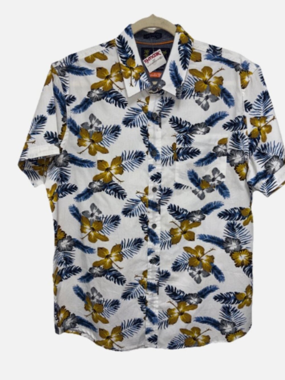 MBX Premium Goods Mens Medium Paradise Shirt Tropical Floral Button Down White